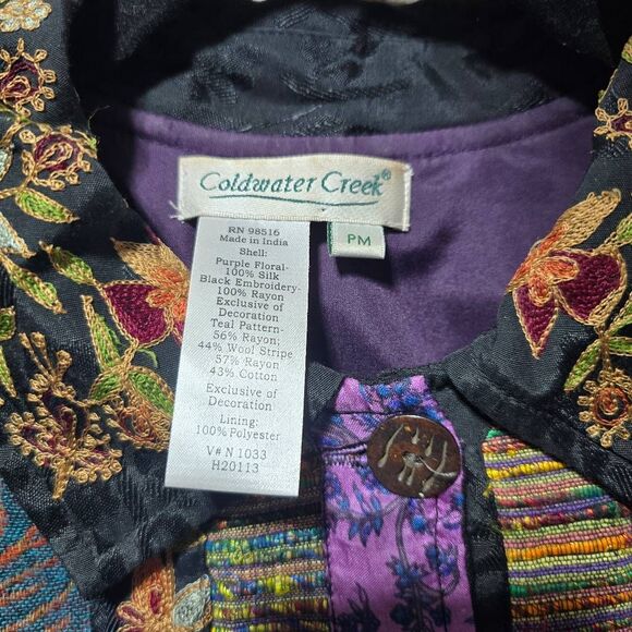 Coldwater Creek Purple Tapestry Sequin Multipattern Wool Slik Blend Jacket - Picture 4 of 4